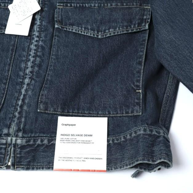 新品 Graphpaper グラフペーパー 25AW SELVAGE DENIM ZIP JACKET サルベージデニムジップジャケット GM253-20056DB 2 INDIGO DARK FADE |  | 05