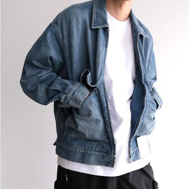 新品 Graphpaper グラフペーパー 25AW SELVAGE DENIM ZIP JACKET サルベージデニムジップジャケット GM253-20056LB 1 INDIGO LIGHT FADE |  | 02