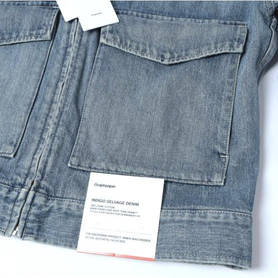 新品 Graphpaper グラフペーパー 25AW SELVAGE DENIM ZIP JACKET サルベージデニムジップジャケット GM253-20056LB 1 INDIGO LIGHT FADE |  | 05