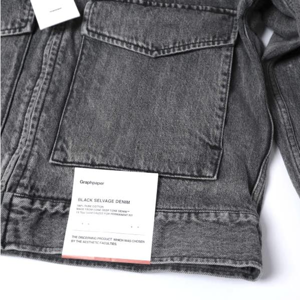 新品 Graphpaper グラフペーパー 25AW SELVAGE DENIM ZIP JACKET サルベージデニムジップジャケット GM253-20056LB 1 BLACK LIGHT FADE |  | 05