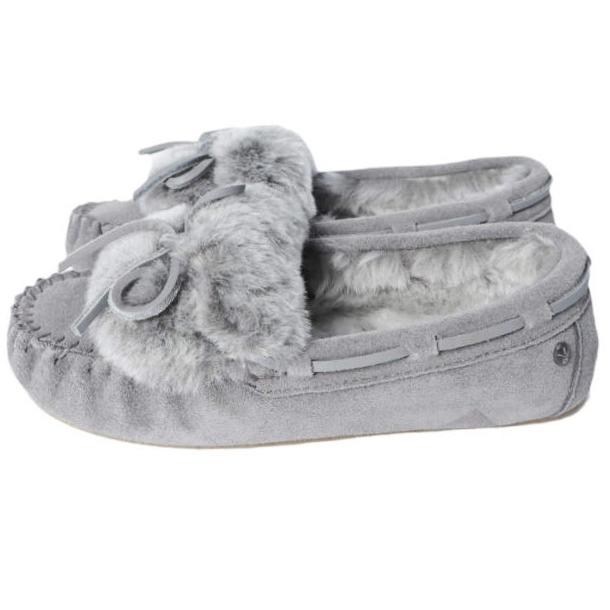 新品 EMU Australia エミューオーストラリア AMITY CUFF FROST リボンファー ムートン モカシン W12016 US5(22cm) CHARCOAL  ボア シューズ |  | 01