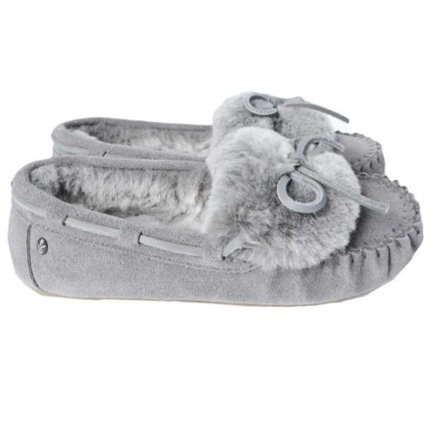 新品 EMU Australia エミューオーストラリア AMITY CUFF FROST リボンファー ムートン モカシン W12016 US5(22cm) CHARCOAL  ボア シューズ |  | 02