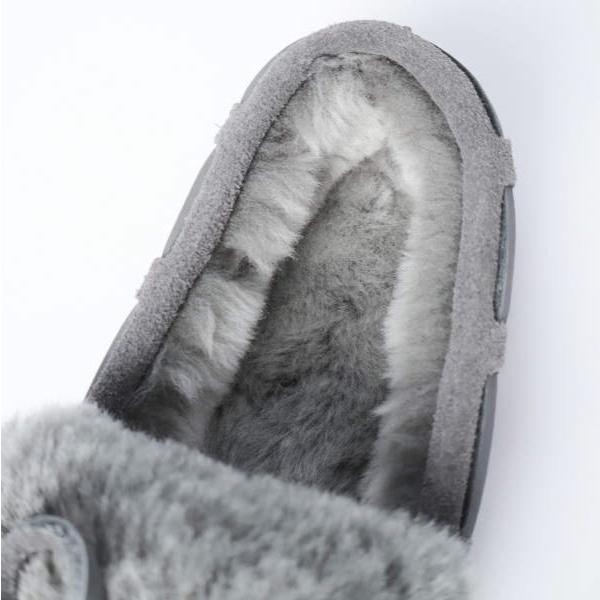新品 EMU Australia エミューオーストラリア AMITY CUFF FROST リボンファー ムートン モカシン W12016 US5(22cm) CHARCOAL  ボア シューズ |  | 06