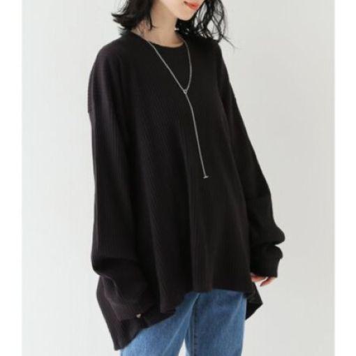 新品 BASERANGE ベースレンジ SHAW LONG SLEEVE シャウ ロングスリーブ オーガニックコットンフリース XS BLACK 変形 リブ カットソー |  | 02