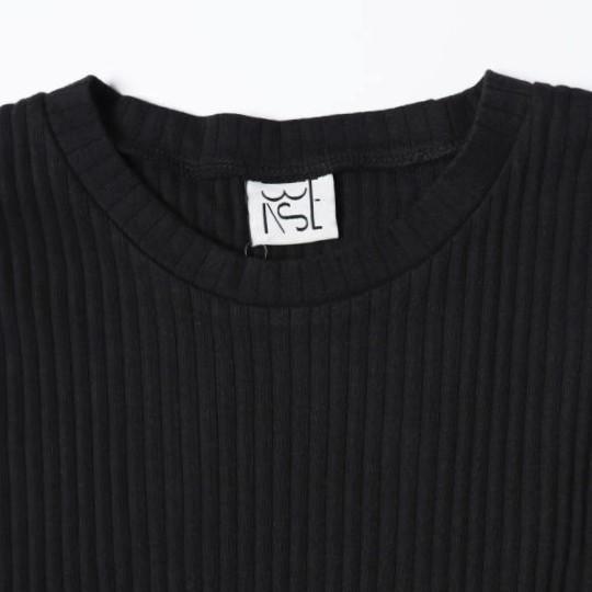 新品 BASERANGE ベースレンジ SHAW LONG SLEEVE シャウ ロングスリーブ オーガニックコットンフリース XS BLACK 変形 リブ カットソー |  | 06