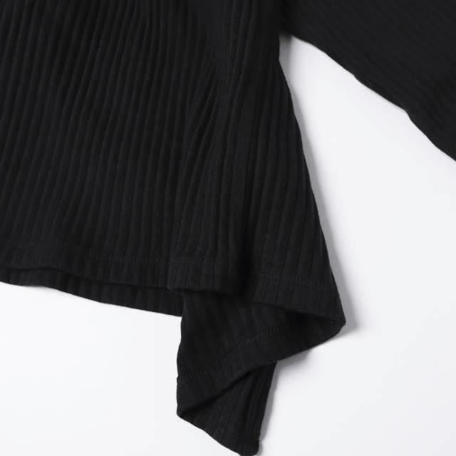 新品 BASERANGE ベースレンジ SHAW LONG SLEEVE シャウ ロングスリーブ オーガニックコットンフリース XS BLACK 変形 リブ カットソー |  | 08
