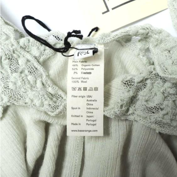 新品 BASERANGE ベースレンジ 25AW NEHRU LONG SLEEVE TEE - Organic Cotton Lace ＆ Fine Wool ロングスリーブTシャツ S CONTA GREEN |  | 08