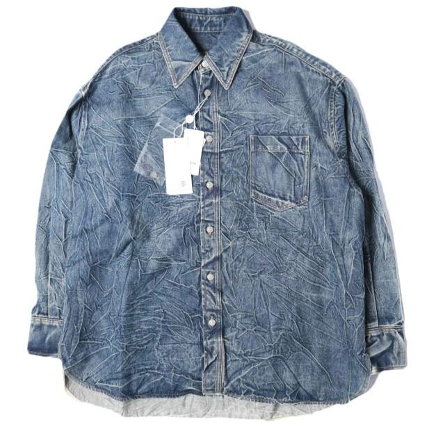 新品 MM6 Maison Margiela 24AW イタリア製 ピッツバーグクリース デニムシャツ SH0DT0015 S30460 44 BLUE メゾンマルジェラ 定価121,000円 | 