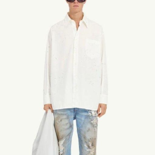 新品 MM6 Maison Margiela 25SS CAMICIE A MANICHE ペイントレジデュシャツ SH2DT0022 M35458 44 WHITE メゾンマルジェラ 定価126,500円 |  | 02