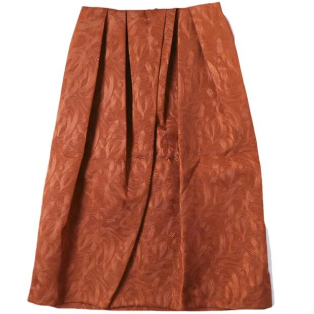 新品 DRIES VAN NOTEN ドリスヴァンノッテン 25AW SONISTA 2162 W.W.SKIRT アラベスク柄エンボス加工タックスカート 36 RUST 定価152,900円 | 