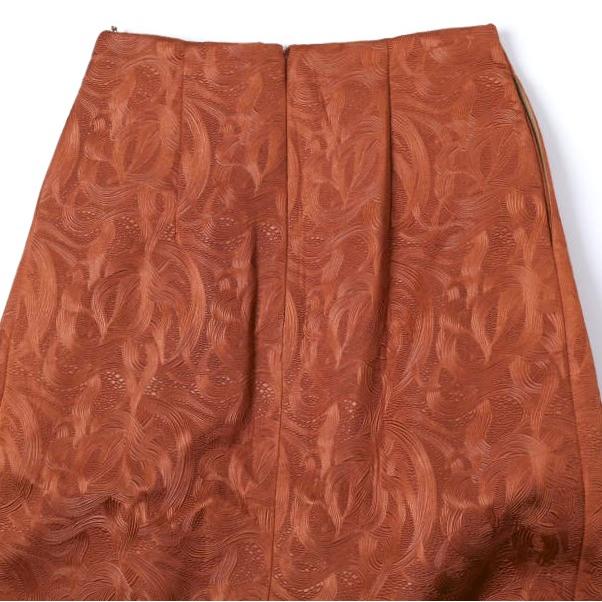 新品 DRIES VAN NOTEN ドリスヴァンノッテン 25AW SONISTA 2162 W.W.SKIRT アラベスク柄エンボス加工タックスカート 36 RUST 定価152,900円 |  | 05