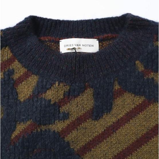 新品 DRIES VAN NOTEN ドリスヴァンノッテン 25AW TELA 2725 W.K.SWEATER ウールアルパカ ジャガードニット M NAVY セーター 定価143,000円 |  | 04