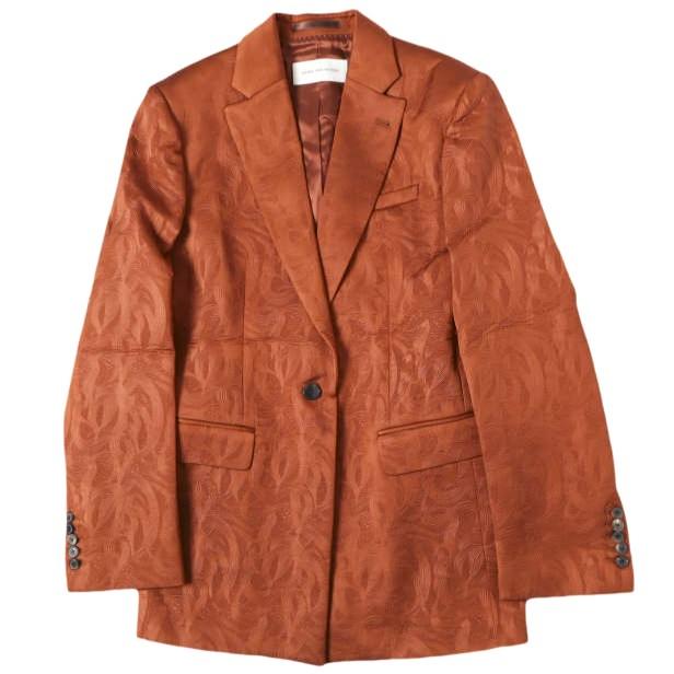 新品 DRIES VAN NOTEN ドリスヴァンノッテン 25AW BAFTAN 2162 W.W.JACKET アラベスク柄 エンボス加工 ジャケット 36 RUST 定価204,600円 | 