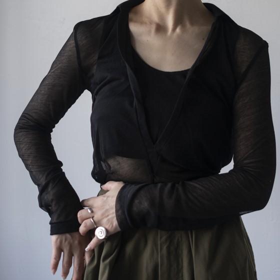 新品 SEEALL シーオール 25AW SHEER LAYERED POLO シアーレイヤードポロ SAW51 TS901 MM-006 S BLACK 長袖 定価35,200円 セットトップス |  | 02