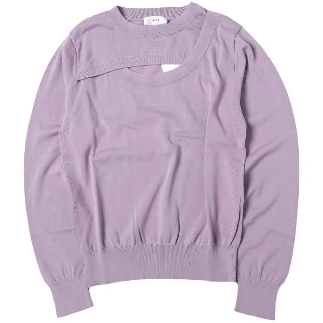 新品 HYKE ハイク 25SS CREW NECK SWEATER レイヤードデザイン クルーネックセーター 251 - 11388 1(S) LIGHT PURPLE 定価33,000円 ニット | 