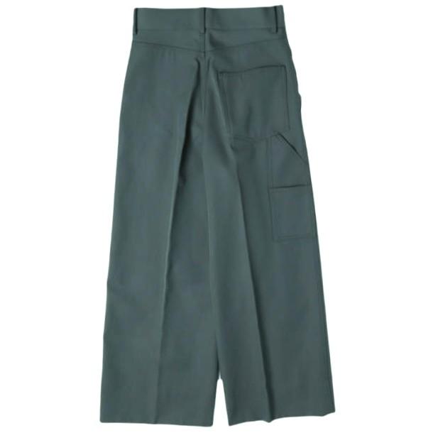 新品 beautiful people ビューティフルピープル 日本製 コットンウールギャバジンワイドワークパンツ 1235105008 34 Green 定価47,300円 |  | 01