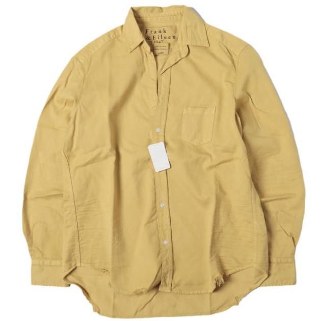 新品 Frank＆Eileen フランクアンドアイリーン EILEEN - ITALIAN COLOR DENIM ダメージ加工 スキッパーネック アイリーンシャツ XS YELLOW | 