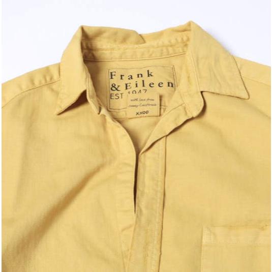 新品 Frank＆Eileen フランクアンドアイリーン EILEEN - ITALIAN COLOR DENIM ダメージ加工 スキッパーネック アイリーンシャツ XS YELLOW |  | 03