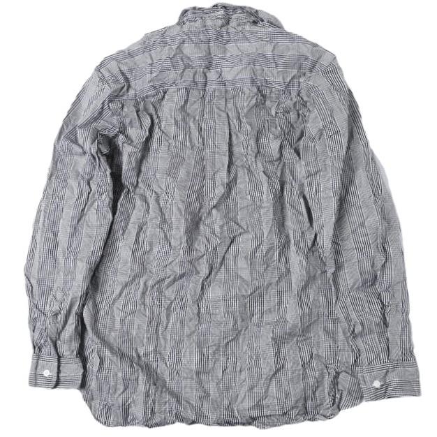 新品 Frank＆Eileen フランクアンドアイリーン JOEDY ITALIAN COTTON  皺加工 グレンチェック スキッパーネックシャツ 3510700051 S BLACK |  | 01