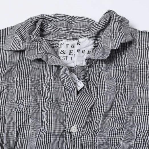 新品 Frank＆Eileen フランクアンドアイリーン JOEDY ITALIAN COTTON  皺加工 グレンチェック スキッパーネックシャツ 3510700051 S BLACK |  | 03
