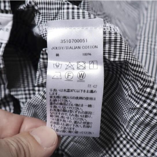 新品 Frank＆Eileen フランクアンドアイリーン JOEDY ITALIAN COTTON  皺加工 グレンチェック スキッパーネックシャツ 3510700051 S BLACK |  | 06