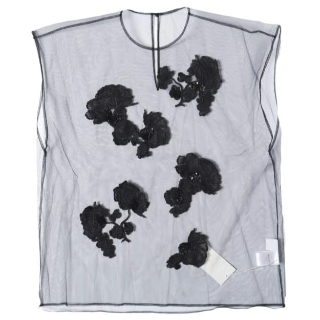 新品 MARGE マージ 24SS Tulle Embroidery P/O チュール フローラルエンブロイダリー プルオーバー 1007-0102-336 Free BLACK 定価63,800円 | 