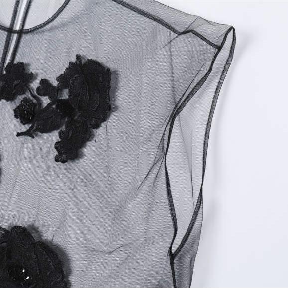 新品 MARGE マージ 24SS Tulle Embroidery P/O チュール フローラルエンブロイダリー プルオーバー 1007-0102-336 Free BLACK 定価63,800円 |  | 06