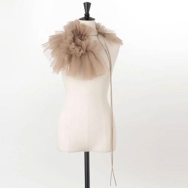 新品 MARGE マージ 24AW 日本製 tulle decorative collar チュール 付け襟 1008-0108-376 BEIGE 定価38,500円 g27196 | 