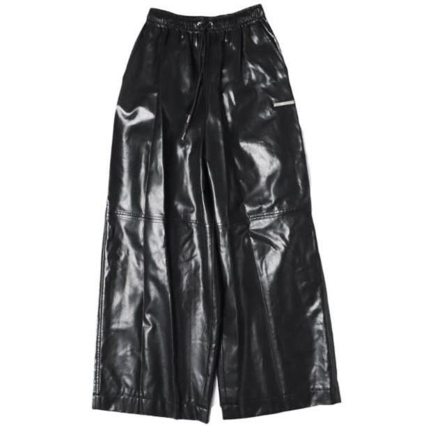 新品 PRANK PROJECT プランクプロジェクト 23AW Synthetic Leather Voluminous Wide Pants フェイクレザーボリュームワイドパンツ 34 BLACK | 