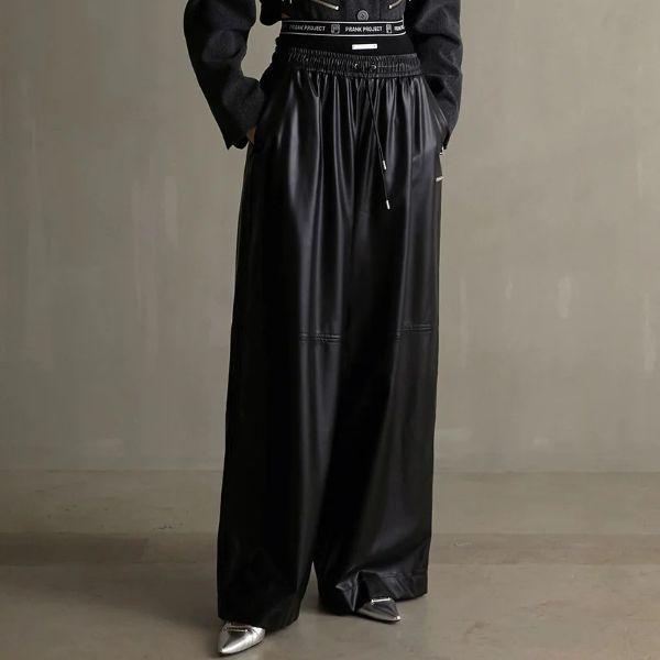 新品 PRANK PROJECT プランクプロジェクト 23AW Synthetic Leather Voluminous Wide Pants フェイクレザーボリュームワイドパンツ 34 BLACK |  | 02