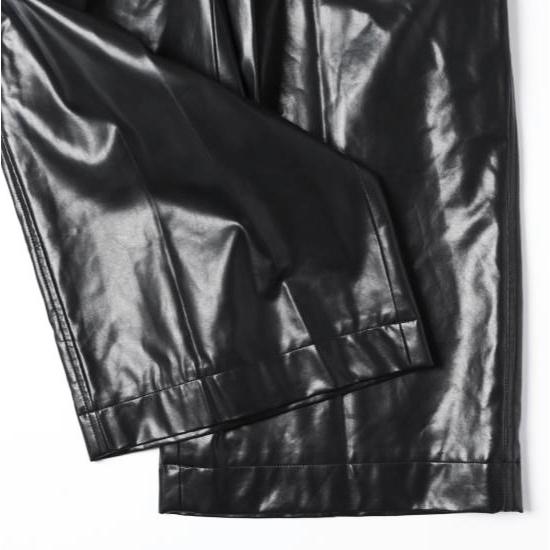 新品 PRANK PROJECT プランクプロジェクト 23AW Synthetic Leather Voluminous Wide Pants フェイクレザーボリュームワイドパンツ 34 BLACK |  | 06