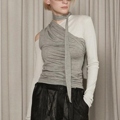 新品 PRANK PROJECT プランクプロジェクト 25SS One Shoulder Layered Top ワンショルレイヤードトップ 31251415605 GRAY カットソー 3P |  | 02