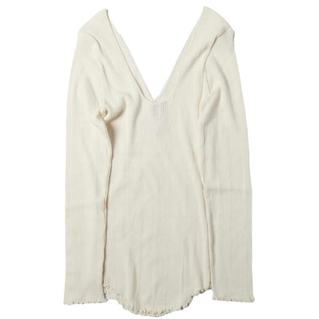 新品 HAKUJI ハクジ 日本製 Random Rib LS PO コットンシルク Vネックロングスリーブカットソー H021946 Free IVORY 長袖 トップス g27225 |  | 01