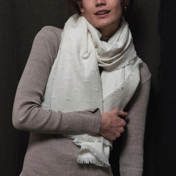 新品 THROW スロー 日本製 ELENA W/C Boucle Dot ブークレドットストール TH212-S13 WHITE 定価36,300円 マフラー g27243 |  | 02