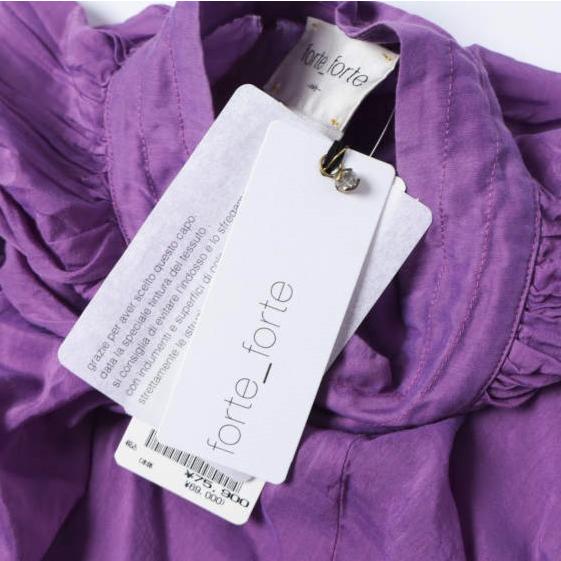 新品 forte_forte フォルテ フォルテ 12110 コットンシルク ボヘミアンシャツ 871-11819 1(M) PURPLE 定価75,900円 ギャザー ブラウス |  | 02