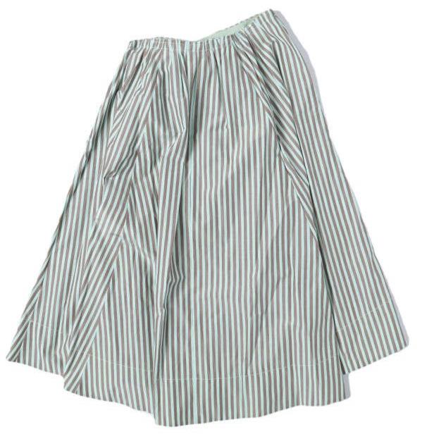 新品 forte_forte フォルテ フォルテ ストライプタフタスカート 12106 my skirt 871-11611 0(S) GREEN/BROWN 定価86,900円 フレア |  | 01