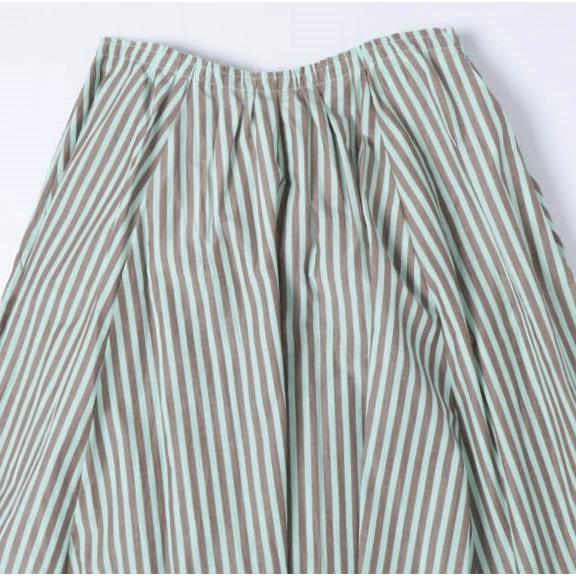 新品 forte_forte フォルテ フォルテ ストライプタフタスカート 12106 my skirt 871-11611 0(S) GREEN/BROWN 定価86,900円 フレア |  | 04