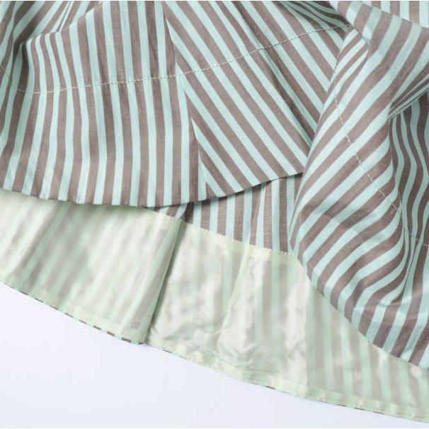 新品 forte_forte フォルテ フォルテ ストライプタフタスカート 12106 my skirt 871-11611 0(S) GREEN/BROWN 定価86,900円 フレア |  | 07