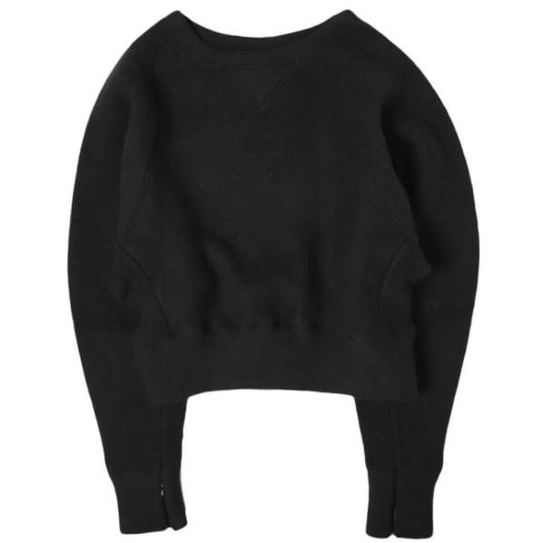 新品 SEEALL シーオール 25AW 日本製 SLIT SLEEVE SWEAT ヤクウール スリットスリーブスウェット SAW51 SW901 MM-001 M BLACK 定価40,700円 | 