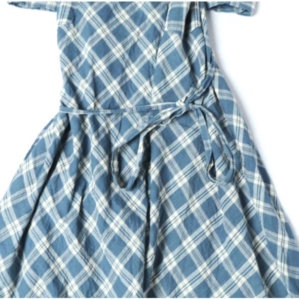 RRL ダブルアールエル プラッドコットンボイルラップドレス 282900650001 1 Blue Double RL レディース チェック ワンピース 定価72,600円 |  | 06