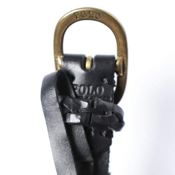 POLO RALPH LAUREN ポロ・ラルフローレン ブレーデッドレザースキニーベルト XS BLACK 定価20,900円 メッシュ g27297 |  | 04