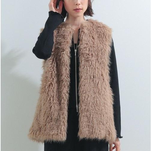 新品 Ray BEAMS レイビームス 23AW フェイクファークルーネックベスト 61-06-0234-462 Free BROWN ジレ ボア サンプル品 トップス g27335 |  | 02