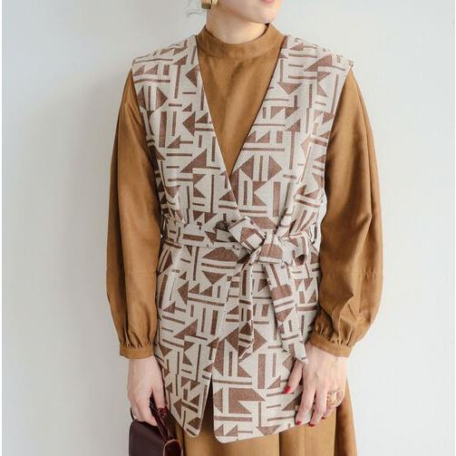 新品 RBS Ray BEAMS アールビーエス レイビームス ジオメトリックベスト 61-06-0017-111 1 BROWN ジレ サンプル品 トップス g27341 |  | 02