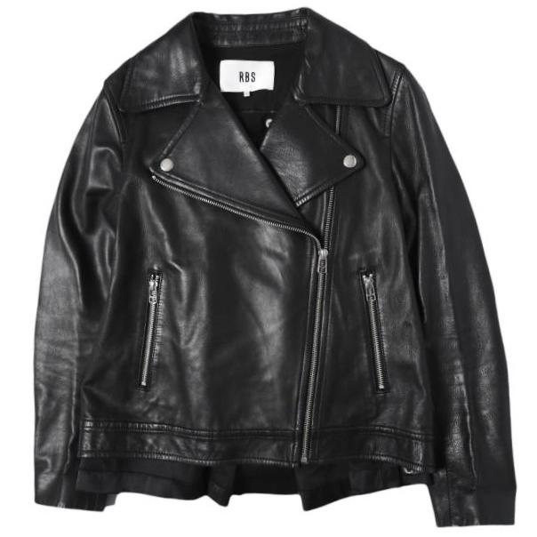 RBS Ray BEAMS アールビーエス レイビームス バックタック ラムレザー ダブルライダースジャケット 63-18-0050-594 0 BLACK 定価68,200円 | 