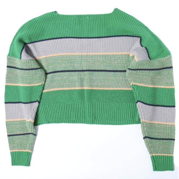 新品 Mymyt JENNY EYELET 韓国製 クロップドボーダーニット Free GREEN セーター ワイド トップス g27350 |  | 01