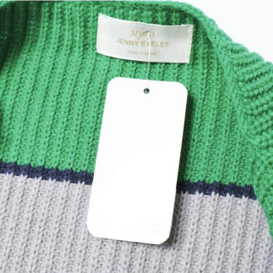 新品 Mymyt JENNY EYELET 韓国製 クロップドボーダーニット Free GREEN セーター ワイド トップス g27350 |  | 03