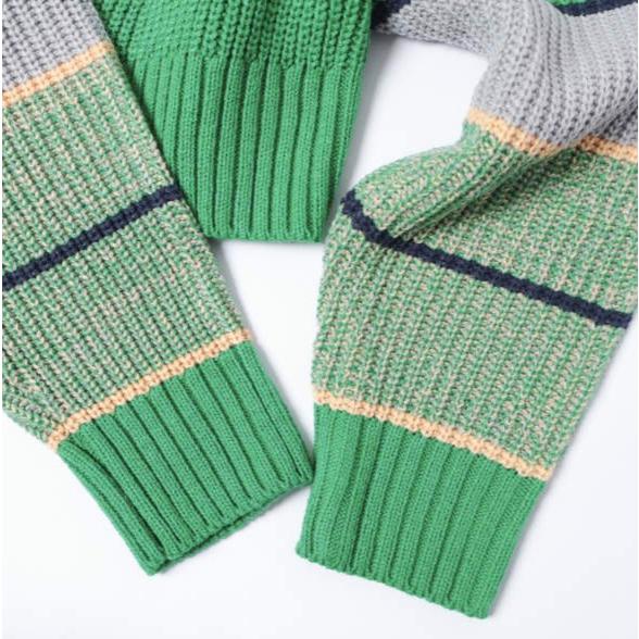 新品 Mymyt JENNY EYELET 韓国製 クロップドボーダーニット Free GREEN セーター ワイド トップス g27350 |  | 05