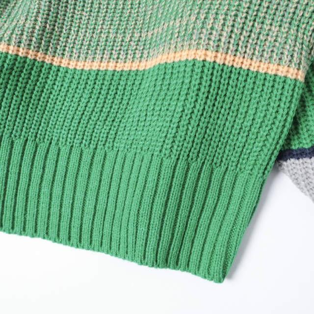 新品 Mymyt JENNY EYELET 韓国製 クロップドボーダーニット Free GREEN セーター ワイド トップス g27350 |  | 06