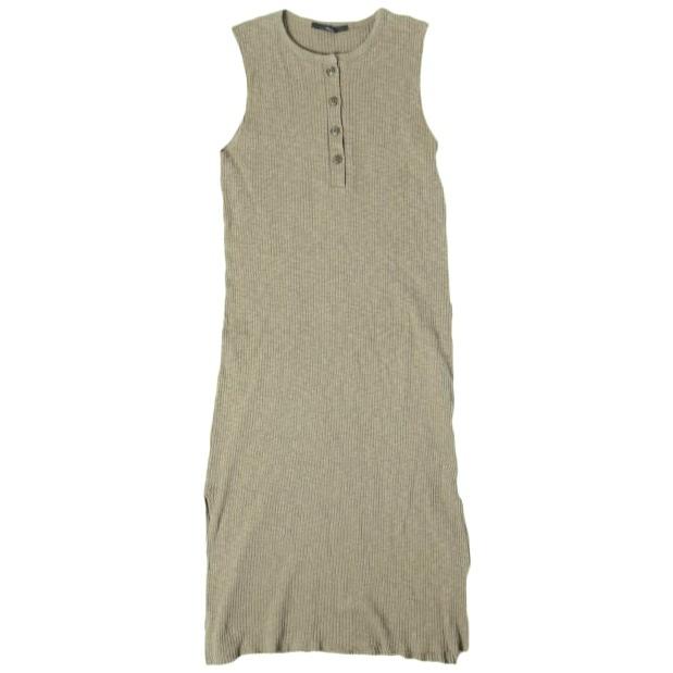Munich ミューニック 日本製 コットンスラブリブ ヘンリーネックノースリーブワンピース MN201U28 ONE SIZE KHAKI ニット トップス g27358 | 