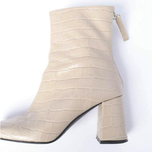 ANGEL ALARCON アンヘルアラルコン 型押しレザー スタックヒール ショートブーツ 36(23cm) NUDE Demi-Luxe BEAMS シューズ g27378 |  | 05